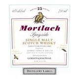 Gordon & MacPhail 25 Years Old In Oak Cask Mortlach Distillery Labels Speyside Single Malt Scotch Whisky 92 Proof