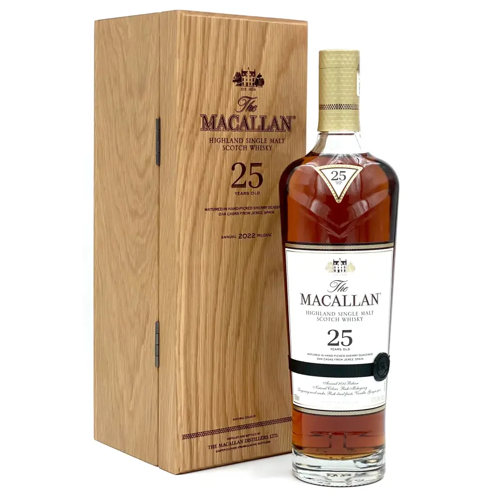 Macallan Single Malt 25 Years Sherry Oak Gift Box – Grand Wine Cellar Macallan Single Malt 25 Years Sherry Oak Gift Box – Grand Wine Cellar