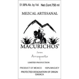 Mezcal Macurichos Mezcal Artesanal Joven Arroqueño 100% Maguey
