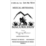 Mezcal Macurichos Limited Production Maguey Blanco Joven Americana Mezcal Artesanal