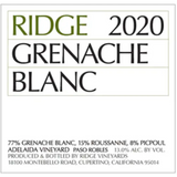 Ridge Vineyards Grenache Blanc Adelaida Vineyard Paso Robles 2020