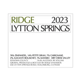 Ridge Vineyards Lytton Springs Dry Creek Valley