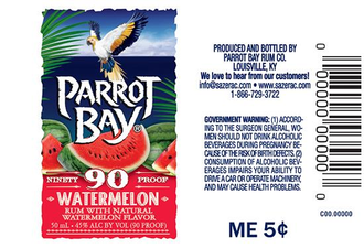 Parrot Bay Watermelon Rum 90 Proof
