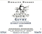 Domaine Besson Givry Le Haut Colombier Rouge
