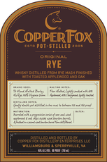 Copper Fox Distillery Original Rye Whisky