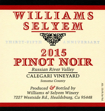 Williams Selyem Pinot Noir Calegari Vineyard Russian River Valley 2020