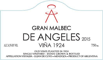 Vina 1924 De Angeles Gran Malbec Single Vineyard Estate Grown Lujan de Cuyo